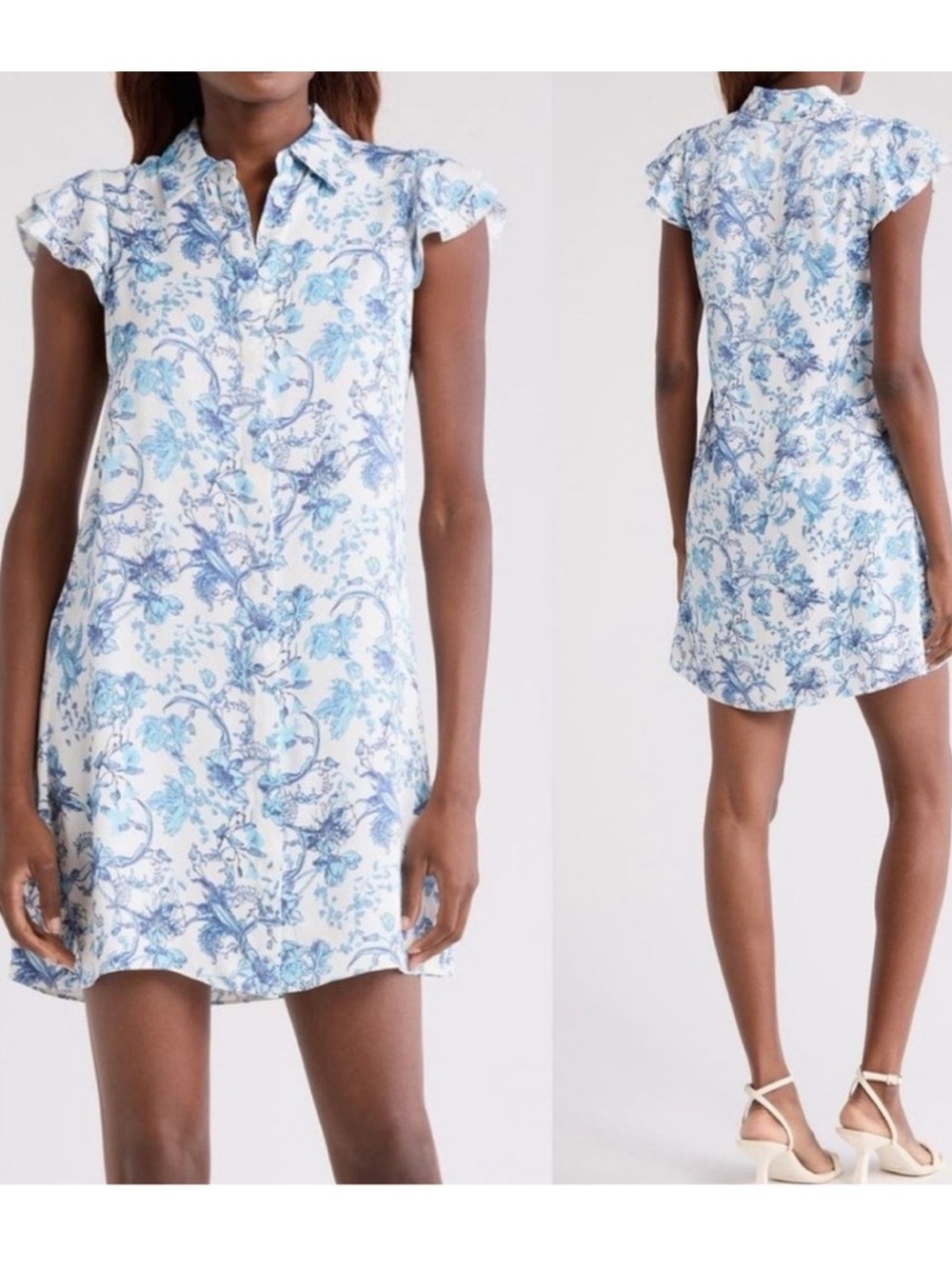 Alice + Olivia Jem ruffle sleeve shirt dress Size Large